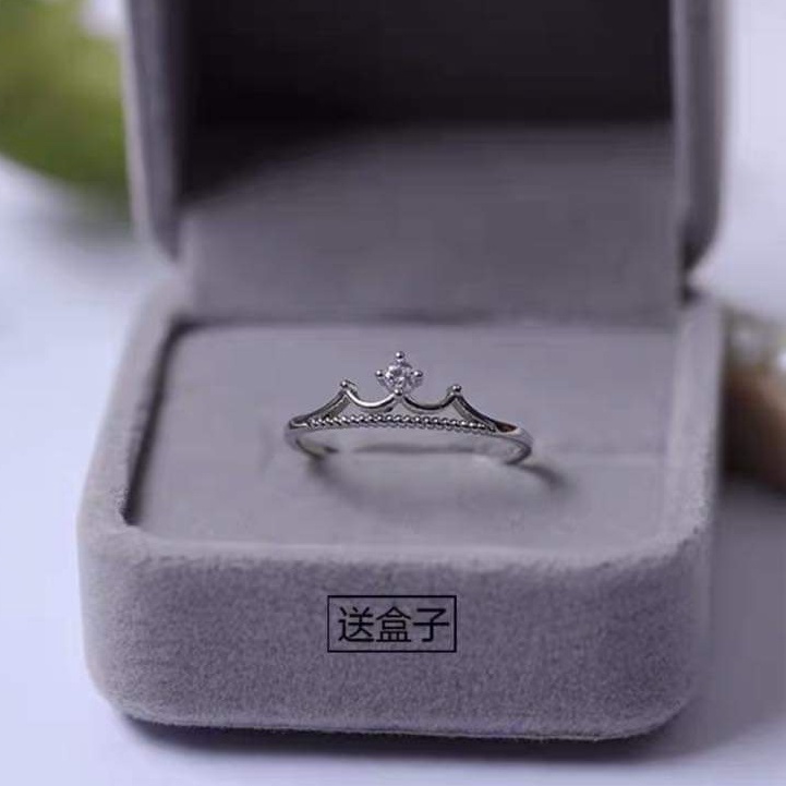 Nhẫn bạc Nhẫn vương miện nạm một viên đá trắng xinh Van Jewelry V10740