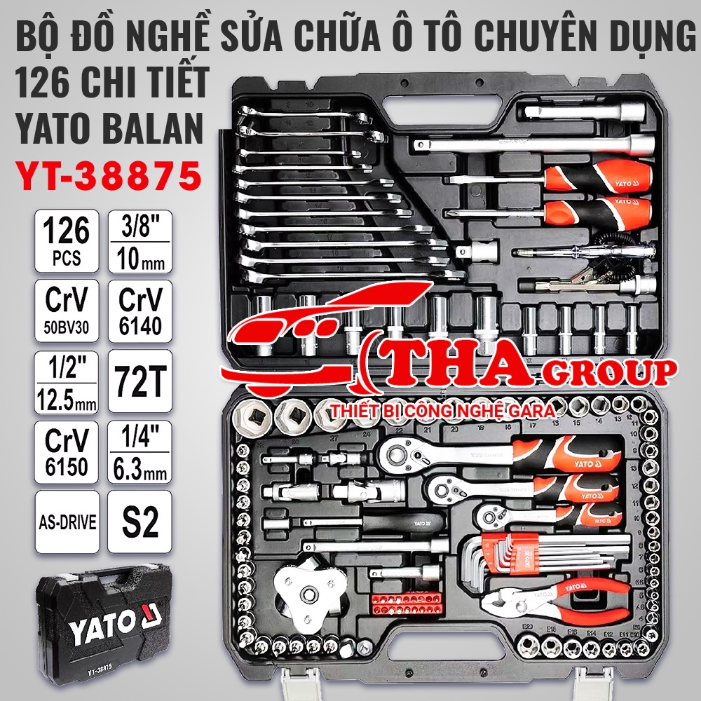 BỘ ĐỒ NGHỀ SỬA CHỮA Ô TÔ CHUYÊN DỤNG 126 CHI TIẾT YATO BALAN