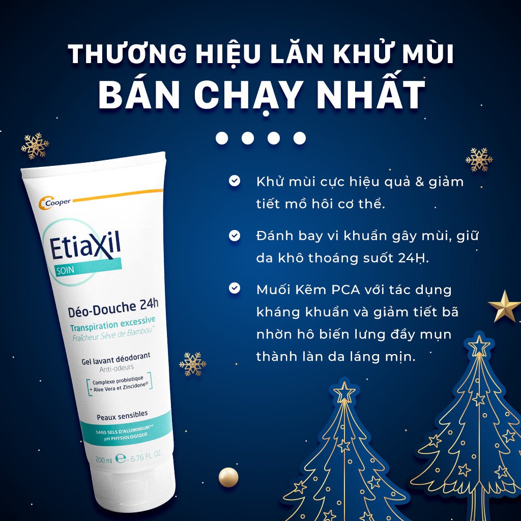 Gel tắm Etiaxil giảm mùi cơ thể 24h làm sạch toàn thân, cấp ẩm da 200 ml chính hãng Pháp NPP Shoptido