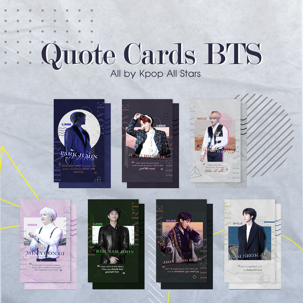 Set 21 card BTS hộp thiếc 7 thành viên Jin, Jimin, Suga, Jungkook, V, Jhope, RM