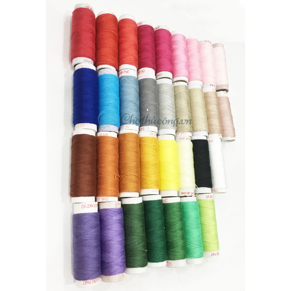 Chỉ may nhiều màu Hưng Phát - Chỉ may jean cuộn nhỏ - Chỉ may vải nỉ làm đồ handmade may vá