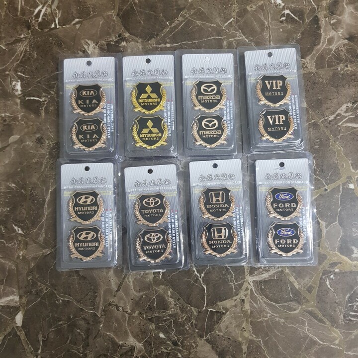Bộ 2 logo bông lúa thương hiệu các hãng xe Motors dán xe hơi, ô tô: toyota-hyundai-ford-mazda-kia-mitsubishi-honda-vip