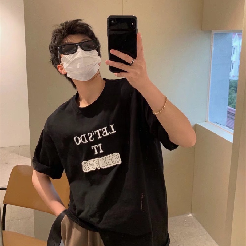 Áo Thun Tay Ngắn Cổ Tròn In Chữ Thoải Mái Thời Trang Cho Nam