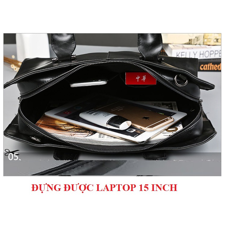 Túi xách nam công sở thời trang cao cấp, Túi xách da nam công sở giá rẻ đựng được laptop 15 inch