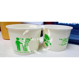 Set 50 Ly giấy đựng kem tô kem giấy ly kem 10oz 300ml in sẵn như hình