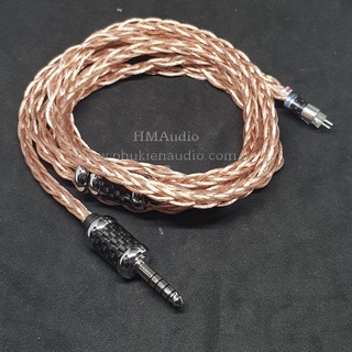 Dây tai nghe đồng 7NOCC Litz 23AWG 1.25mm tết 8 - Connector 2pin mạ Rhodium