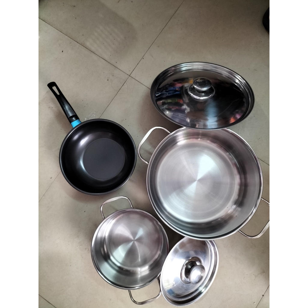 BỘ 3 XOONG _NỒI_CHẢO 3 MÓN DÙNG ĐƯỢC MỌI LOẠI BẾP