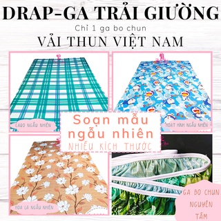 Drap lẻ Ga trải giường thun bo chun mẫu ngẫu nhiên vải thun lạnh Việt Nam sợi Sẹc-xây Chỉ 1 ga