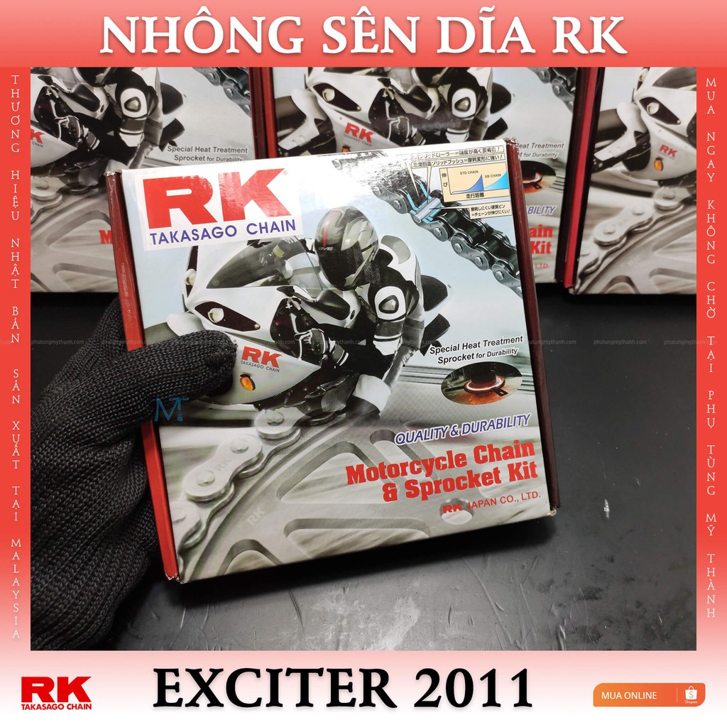 Nhông sên dĩa RK xe Exciter 135 đời 2011-2014 chính hiệu