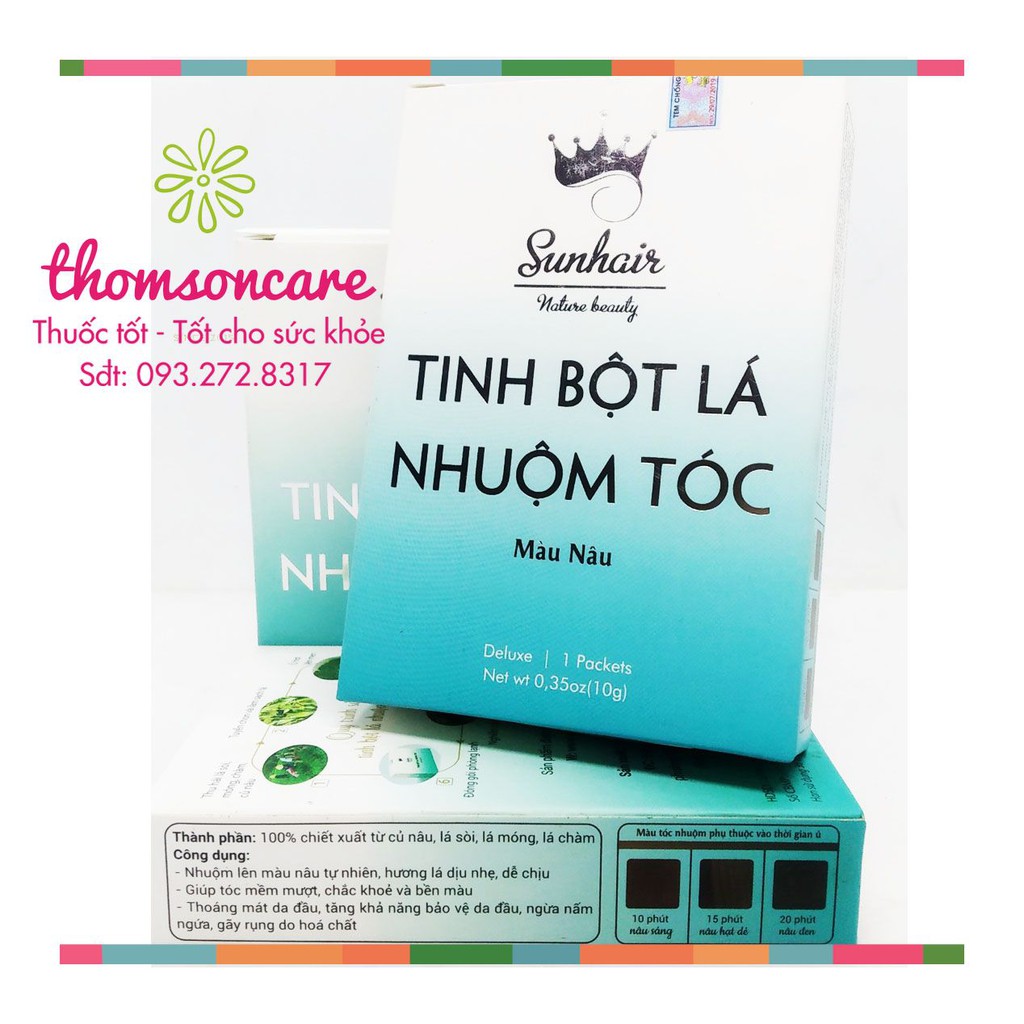 Nhuộm tóc Sunhair từ thảo dược - Tinh bột lá nhuộm đen hoặc nâu | BigBuy360 - bigbuy360.vn