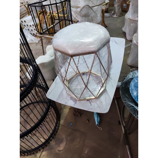 Ghế bàn trang điểm, decor kim loại, sắt: Ghế, đôn kim cương