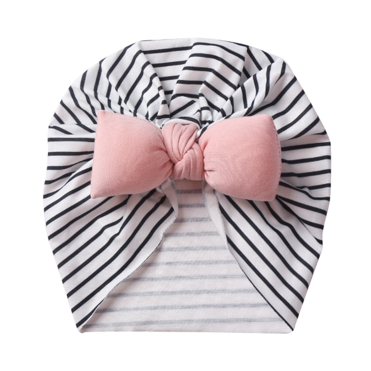 Mũ turban nơ tròn chất liệu cotton mềm mịn co dãn  dành cho bé gái từ sơ sinh