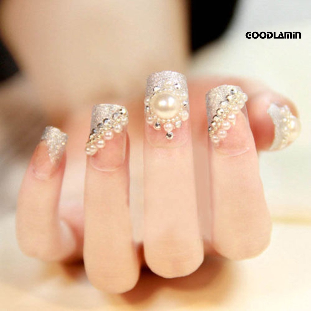 Hộp Hạt Ngọc Trai Giả Màu Trắng 3 Kích Cỡ Đính Móng Nghệ Thuật DIY