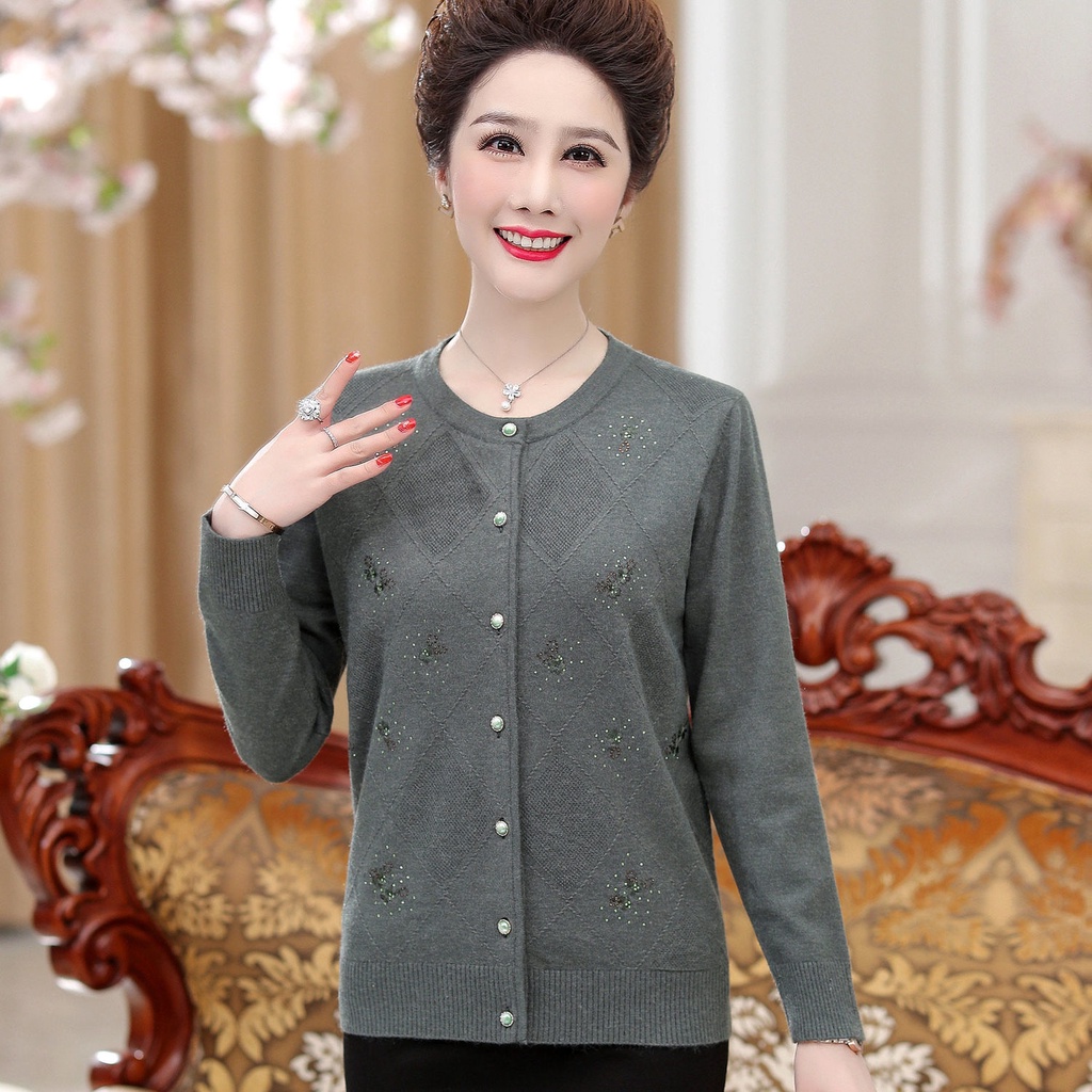 Mua Các Bà Mẹ Trung Niên Và Cao Tuổi Mặc Áo Len Dài Tay Mùa Thu Áo Khoác Len  Nữ 40 Tuổi 50 Tuổi Áo Len Nữ Giá Rẻ Nhất | Tecki.Vn