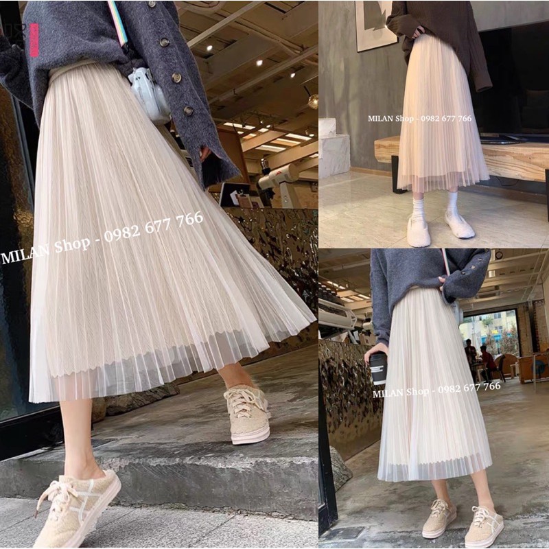 Chân váy xếp ly mặc được 2 mặt chất nhung & vải Quảng Châu | BigBuy360 - bigbuy360.vn