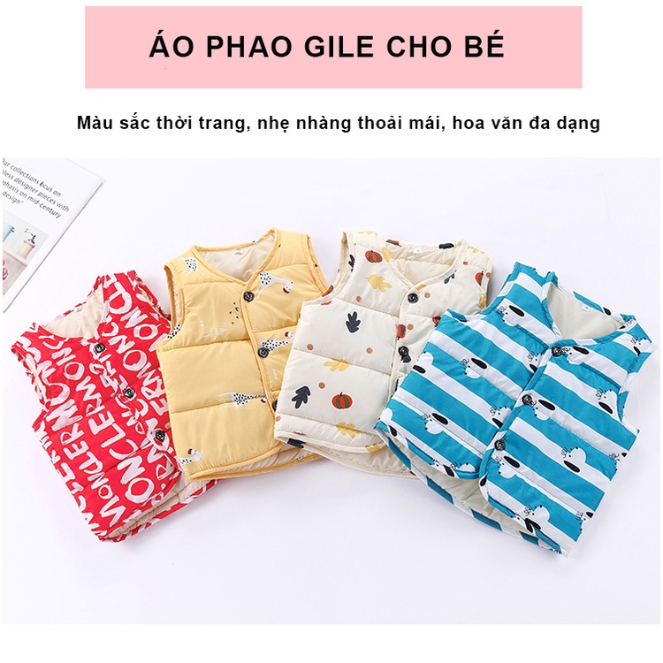 Áo Khoác Gile Cho Bé Trai Bé Gái Áo Phao Gile Áo Lông Vũ Siêu Nhẹ Cho Bé Size Từ 12-23kg