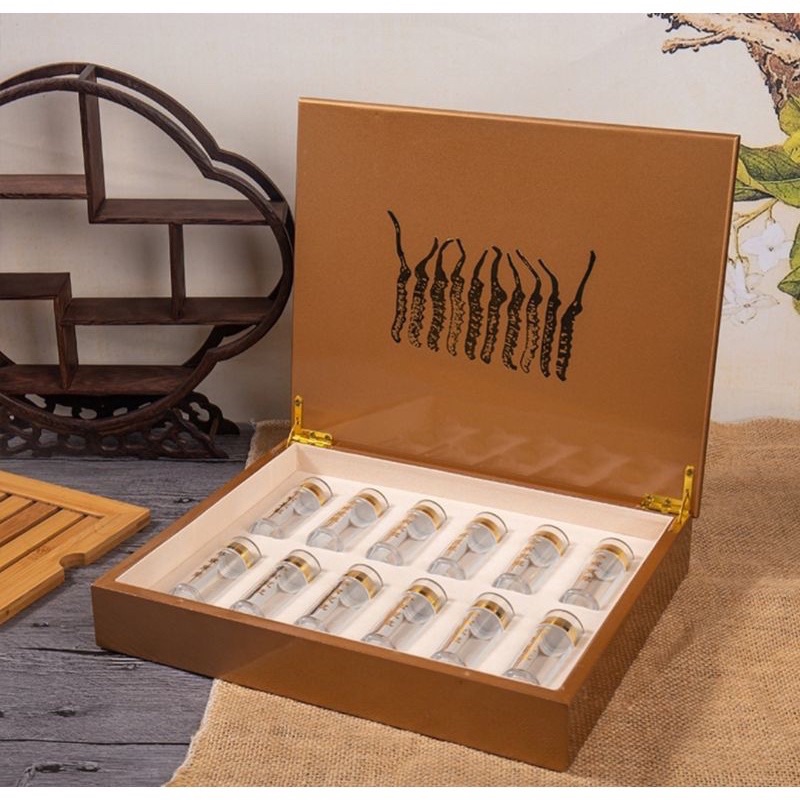 Vỏ hộp đựng đông trùng hạ thảo tây tạng nguyên con hộp 12 lọ nhỏ