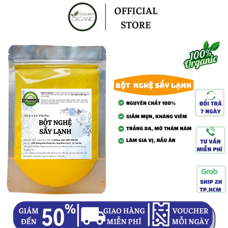 Bột nghệ nguyên chất sấy lạnh 500gr - dưỡng da mờ thâm, ngừa mụn, trắng da, làm gia vị | BỘT NATURAL