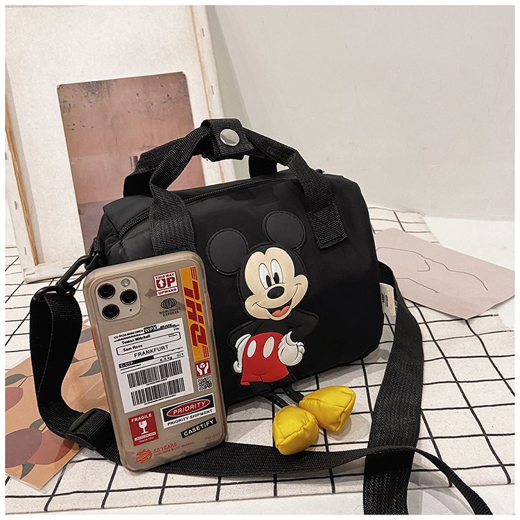 Túi xách One Shoulder Messenger balo trống mickey đen đeo chéo mới