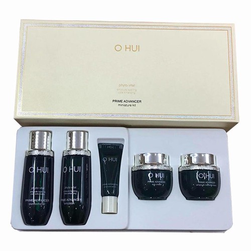 Set dưỡng trắng căng bóng da và chống lão hóa Ohui Prime Advancer Ampoule mini 5 sản phẩm.