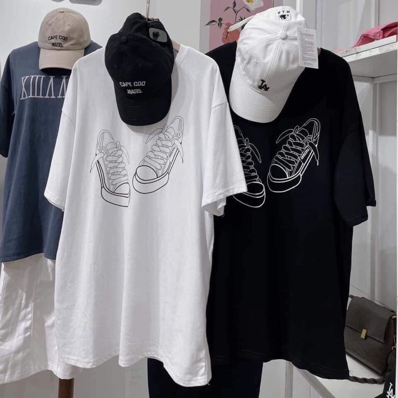 [Rẻ vô địch] Áo thun cotton tay lỡ dáng rộng unisex đôi giày freesize 38-65kg