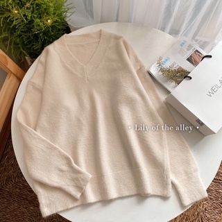 Áo len trơn cổ V