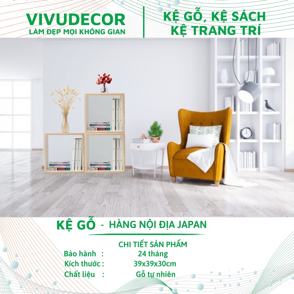 Kệ Gỗ Vivudecor Hàng Nội Địa JAPAN, Kệ Trang Trí Đa Năng Lắp Ráp Làm Bàn, Ghế, Tủ, Kệ Sách...