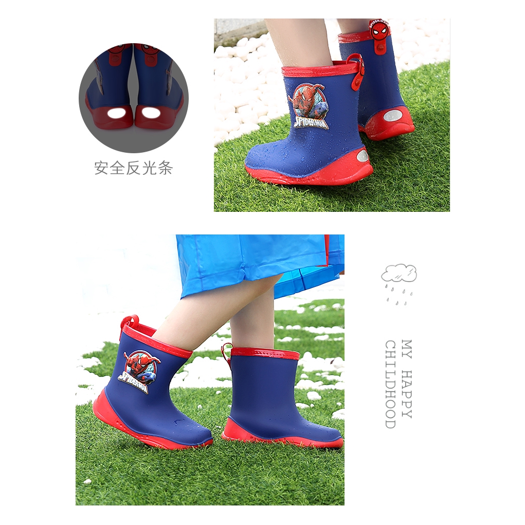 Giày Bốt Đi Mưa Chống Trượt Chống Thấm Nước Họa Tiết Hoạt Hình Disney Marvel Dành Cho Bé Trai