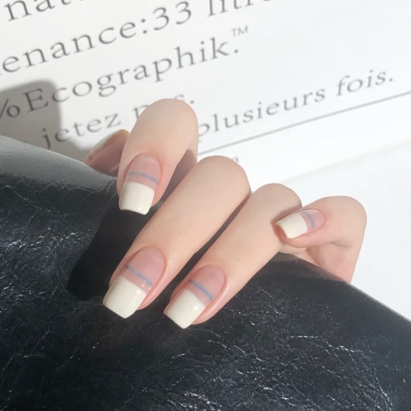 Bộ 24 móng tay D101 giả hoạ tiết xinh xắn, dáng móng ngắn tiện lợi ( Tặng kèm keo và dũa )