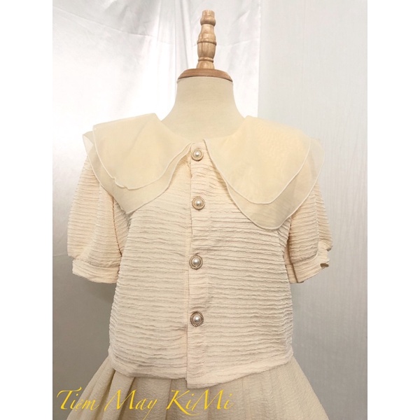 Sơ mi cổ sen- sơ mi cúc ngọc- croptop cúc ngọc