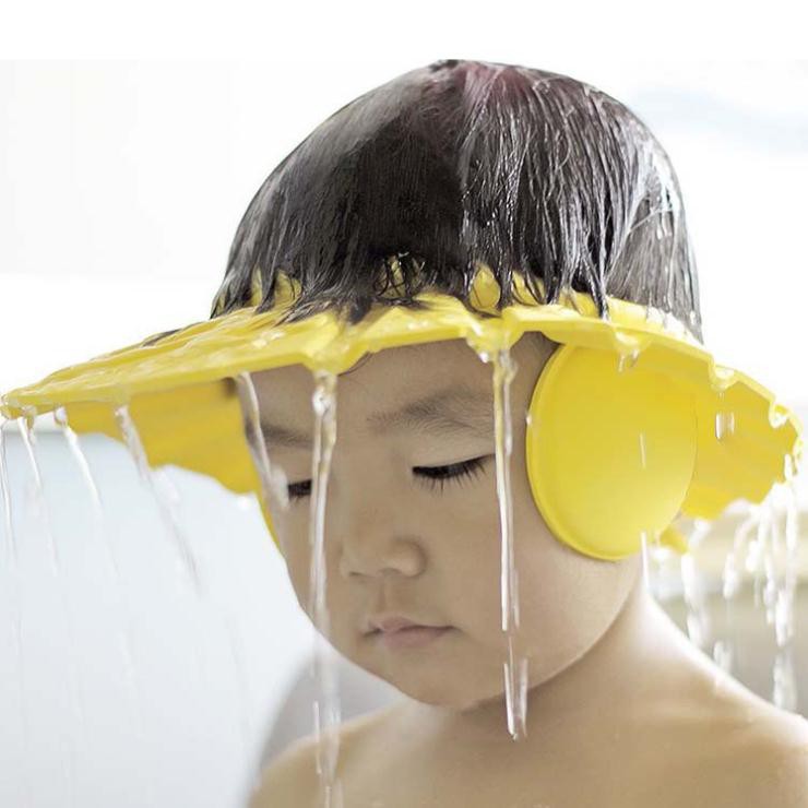 Mũ chắn nước gội đầu kèm bịt tai an toàn cho bé-tránh nước và xà phòng vào mắt và tai của trẻ