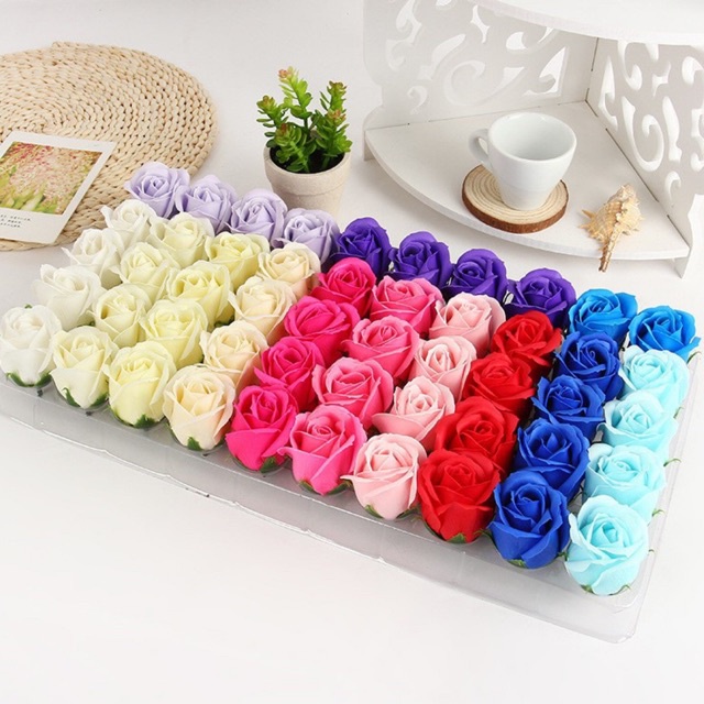 Hoa hồng sáp thơm 3 lớp dày hàng đẹp (hộp 50 bông)