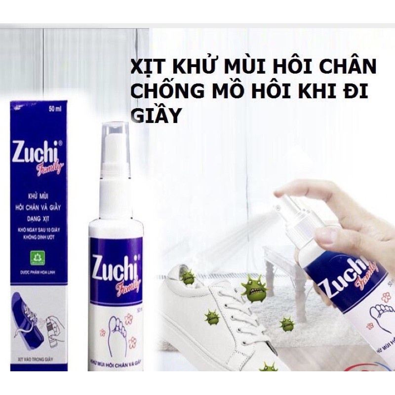 Xịt khử mùi hôi chân và giày Zuchi Family chai 50ml