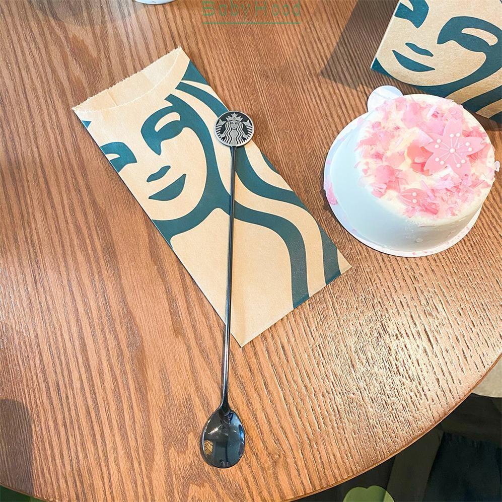 Muỗng khuấy cà phê Starbucks bằng thép không gỉ cán dài