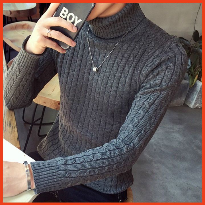 Áo Len Nam Cao Cấp Dài Tay Đẹp Cổ Lọ Vặn Thừng Phong Cách Boy Phố Trẻ Trung Hàn Quốc Mẫu Mới Thu - Đông