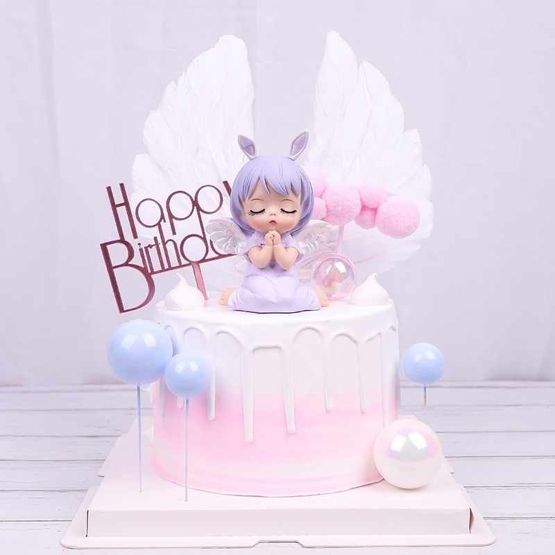 Búp Bê Công Chúa Tai Thỏ Hoạt Hình Trang Trí Bánh Kem Sinh Nhật Cho Bé Gái
