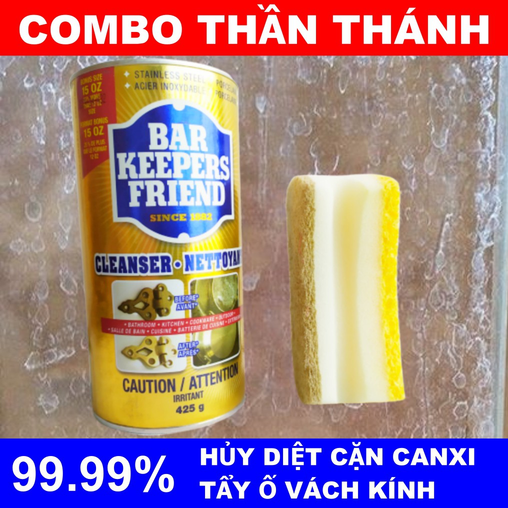 Bột tẩy rửa vách kính BKF - Tẩy cặn canxi vách tắm đứng - Vách kính chung cư - Ố vách kính