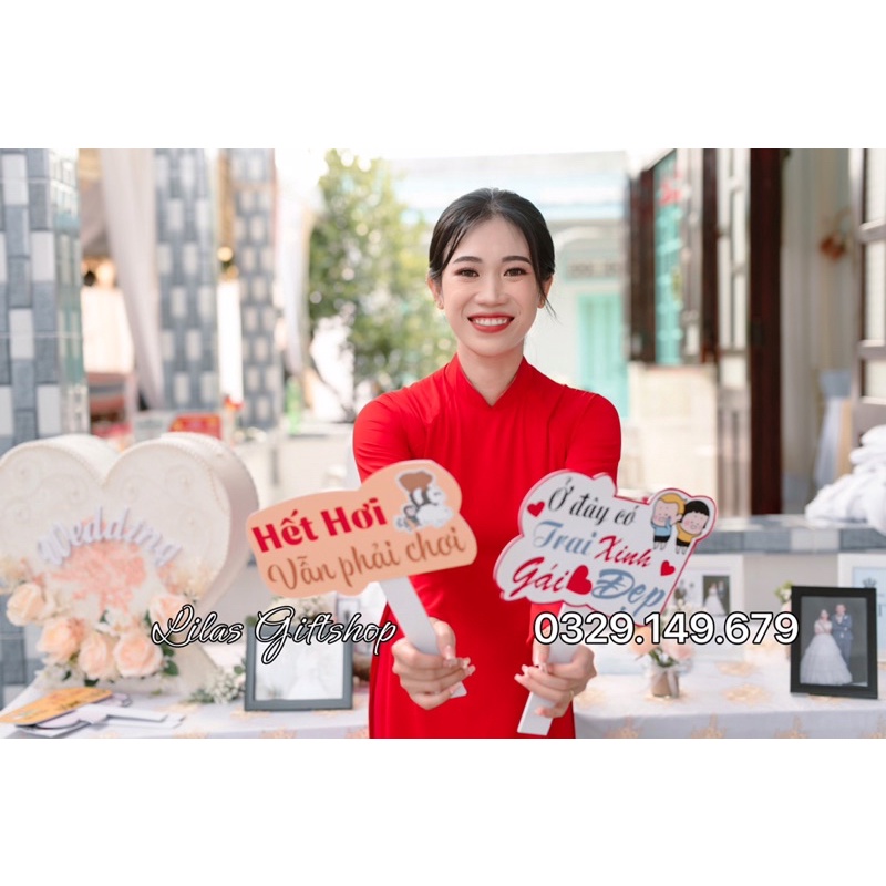 Hastag cầm tay, biển tên cầm tay trang trí đám cưới
