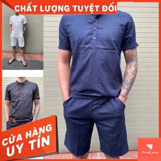Bộ đũi 4 khuy - phong cách - trẻ trung, bộ đồ nam cổ tàu mới nhất 2021- pando