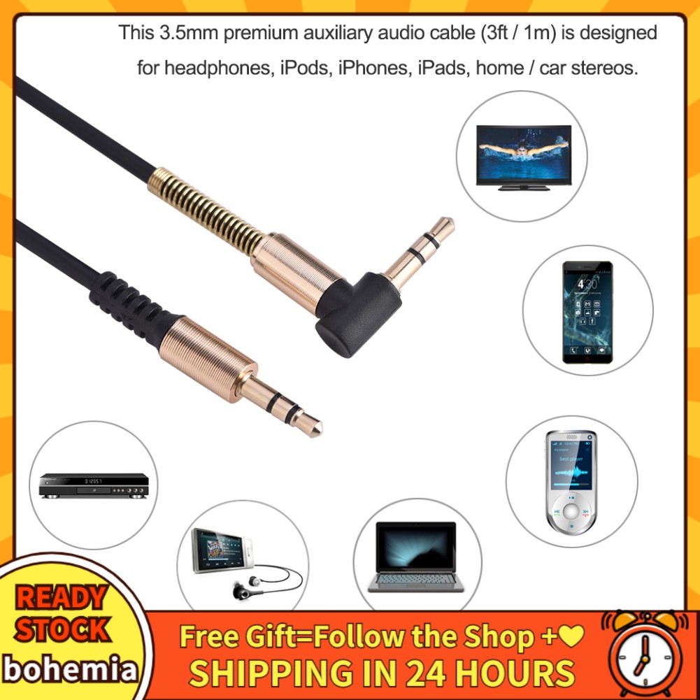 Bohemia 3.5mm Male to Plug AUX Cable 1M Stereo Audio Cord Headphone MP3 CD Player