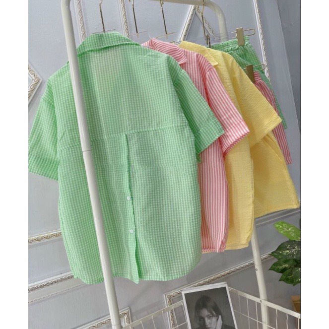 Set Áo Sơ Mi Tay Lở Quần Ngắn Mã T1