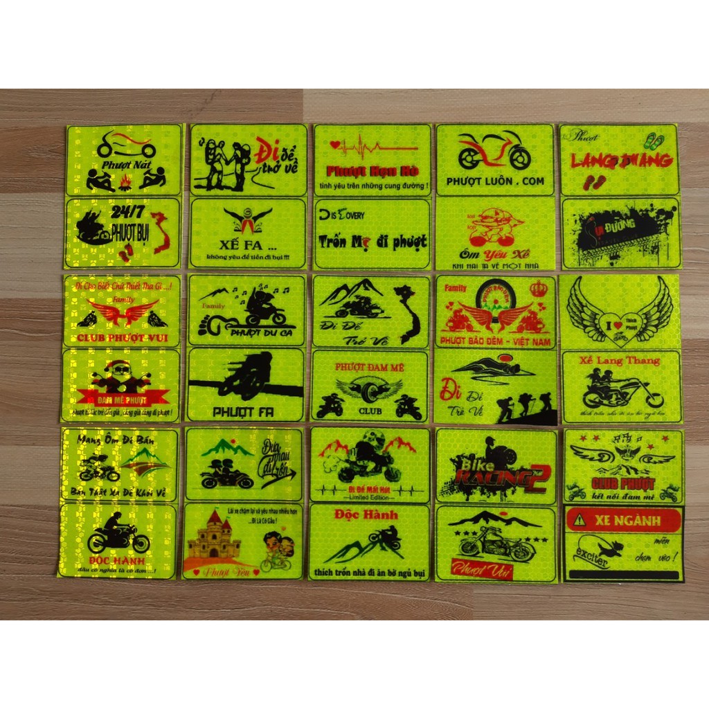 Combo 30 logo phượt phản quang