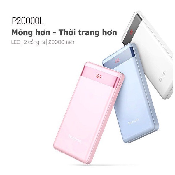 [Mã 159ELSALE hoàn 7% đơn 300K] PIN DỰ PHÒNG 20.000MAH CÓ LED YOOBAO P20000L - Huco Việt Nam