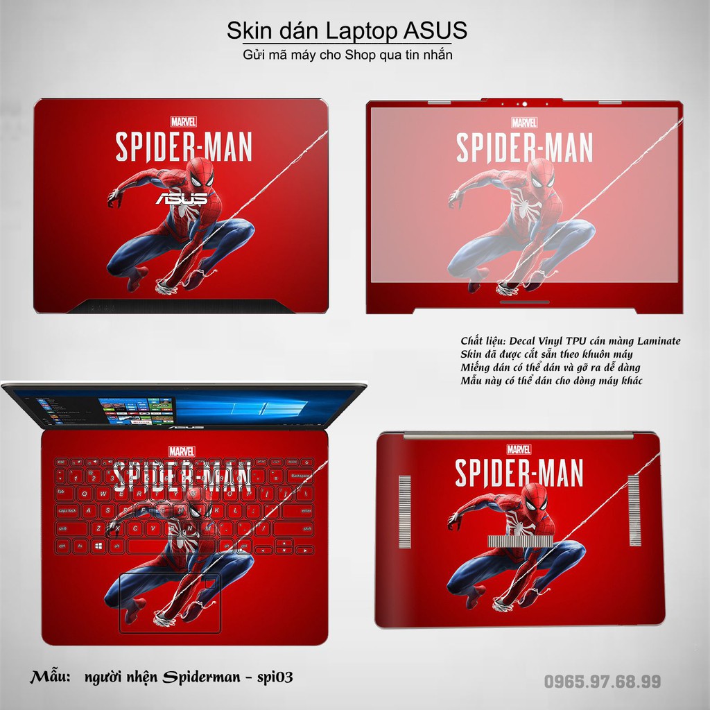 Skin dán Laptop Asus in hình người nhện Spiderman (inbox mã máy cho Shop)