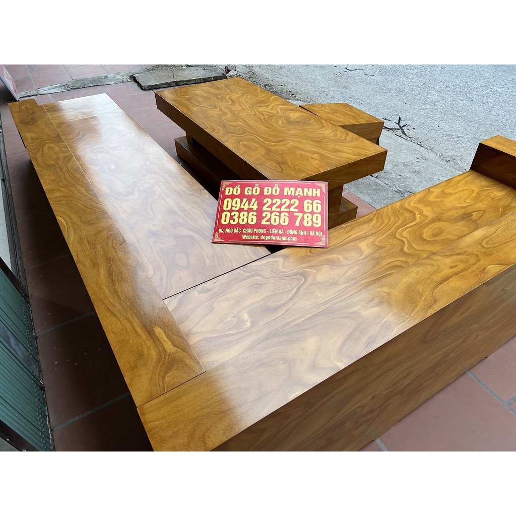 Bộ Sofa góc gỗ cẩm vàng