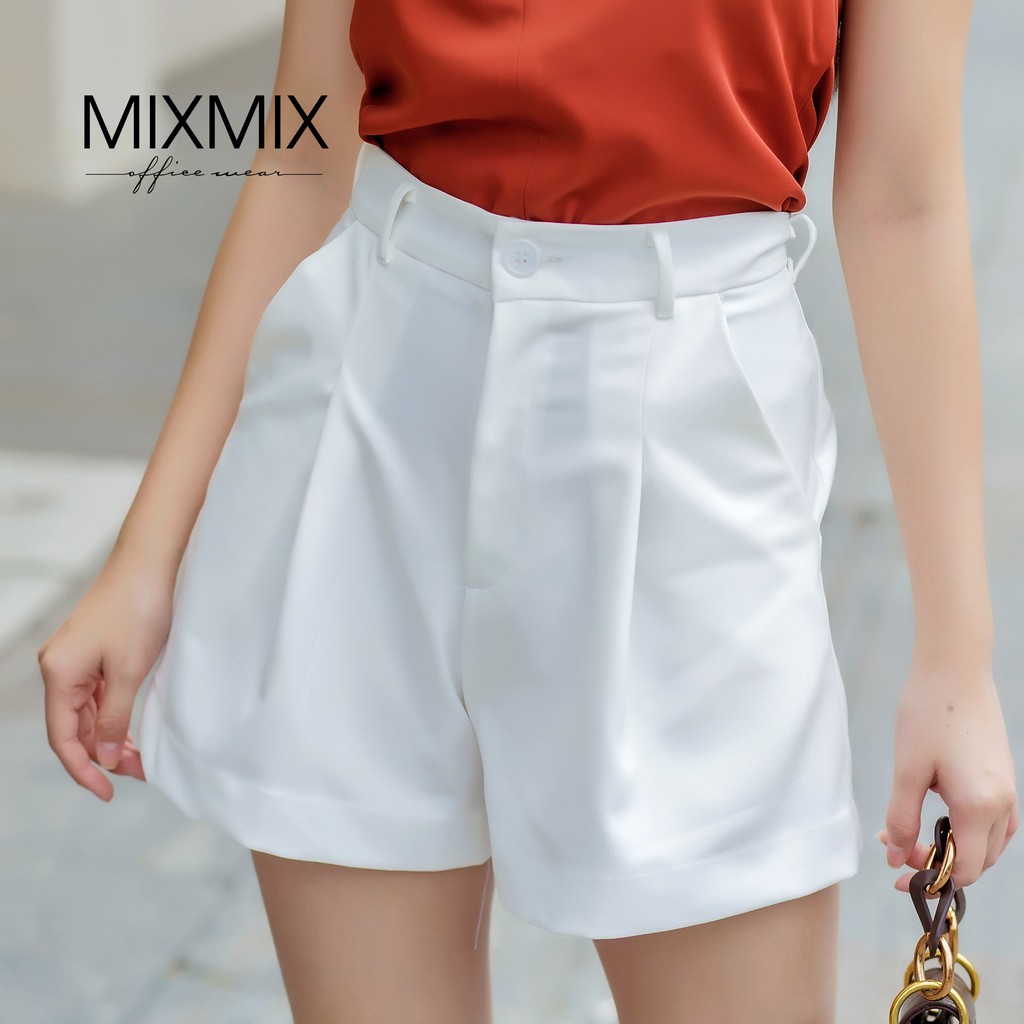 Quần Short kaki nữ màu trắng cá tính - MIXMIX - Hàng thiết kế - Hình độc quyền shop chụp