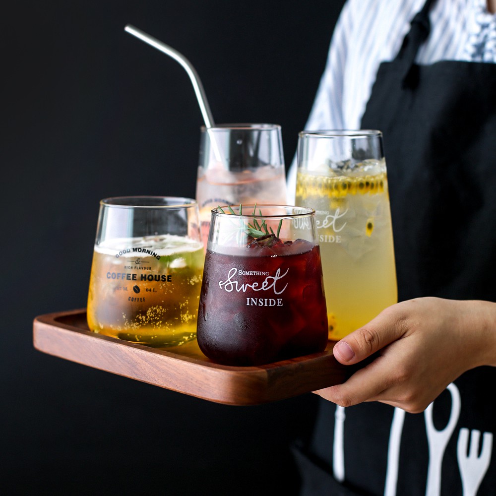 Ly thủy tinh đẹp dễ thương cute trong suốt uống nước Coffee House, Cốc thủy tinh cao cấp chịu nhiệt decor LOTIDA