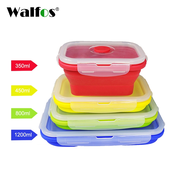 Hộp Đựng Cơm/Thực Phẩm WALFOS Gấp Gọn Bằng Silicon Dung Tích