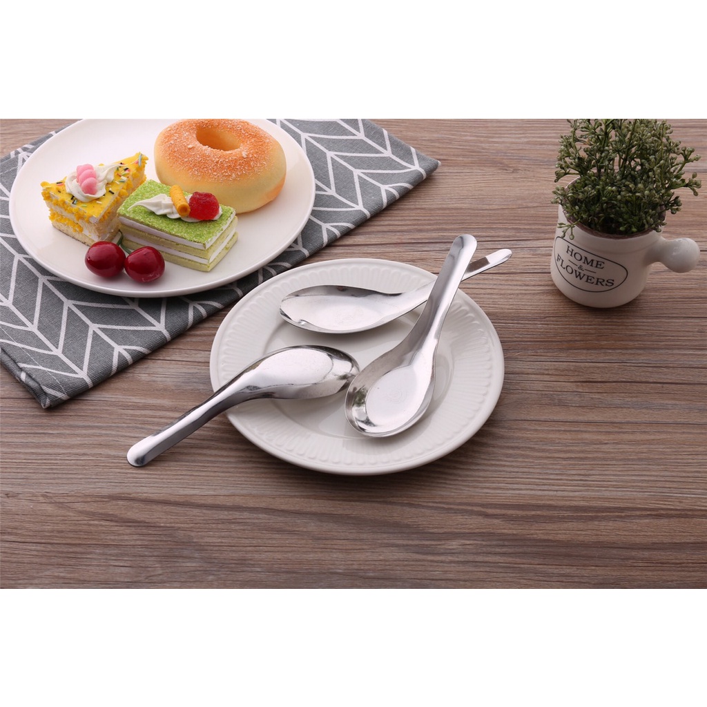 Combo 5 Thìa inox ăn phở cơm cháo súp cán dài dày dặn chắc chắn