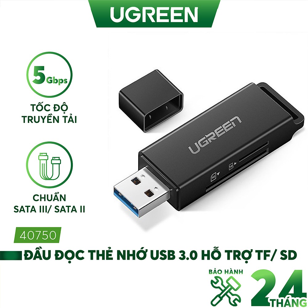 Đầu đọc thẻ nhớ SD/TF jack cắm USB 3.0 UGREEN CM104